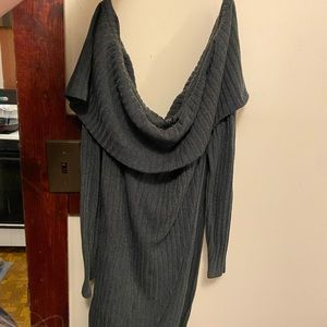 Off shoulder sweater dress dark green Plus size